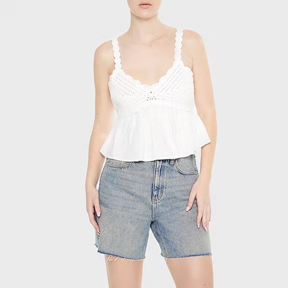 NEW Forever 21 Woven Peplum Womens Juniors Sweetheart Neck Sleeveless Tank Top M - Picture 1 of 8